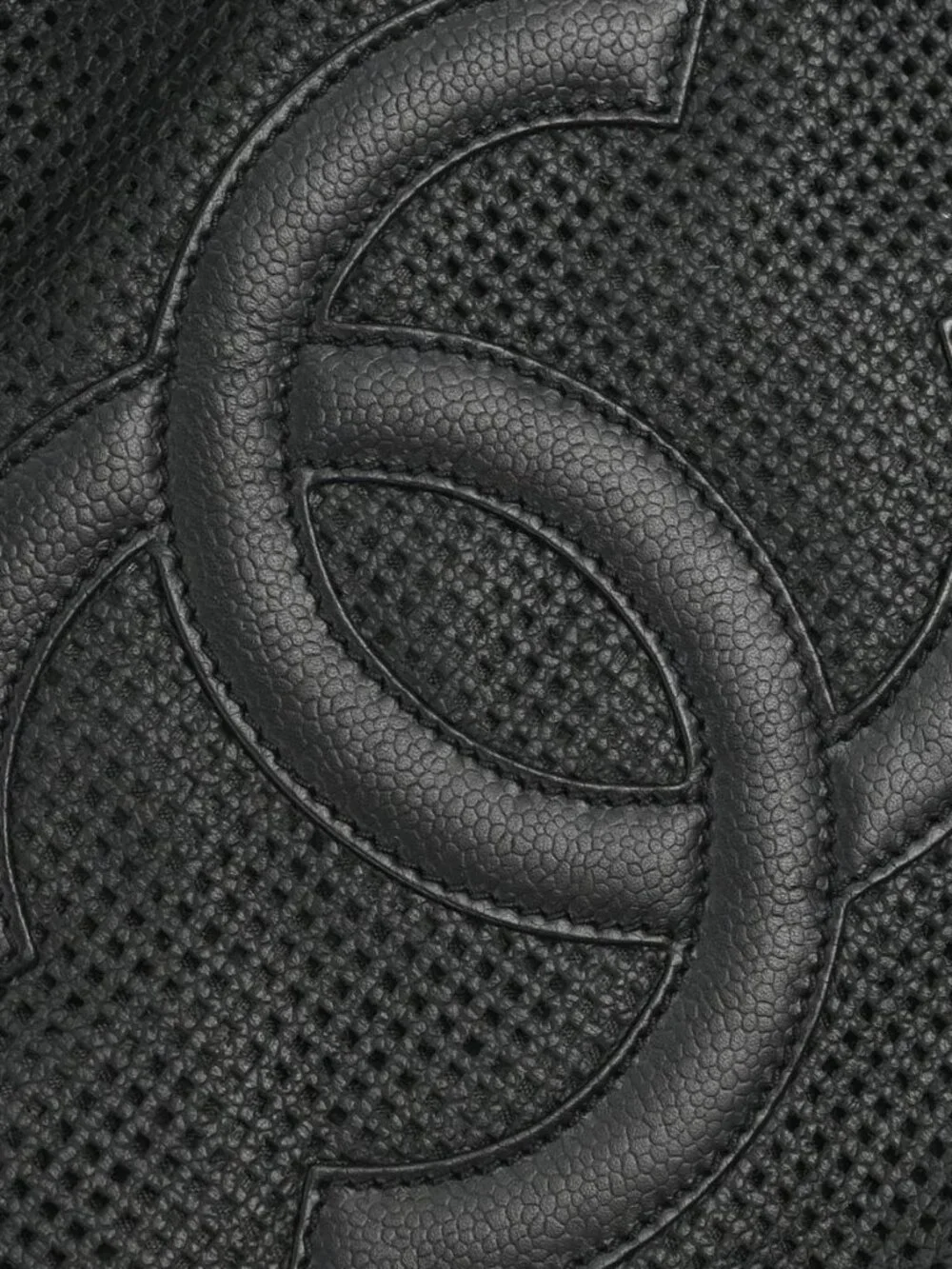 Chanel Black Perforated Calfskin CC Bowler Bag Handbag 168261